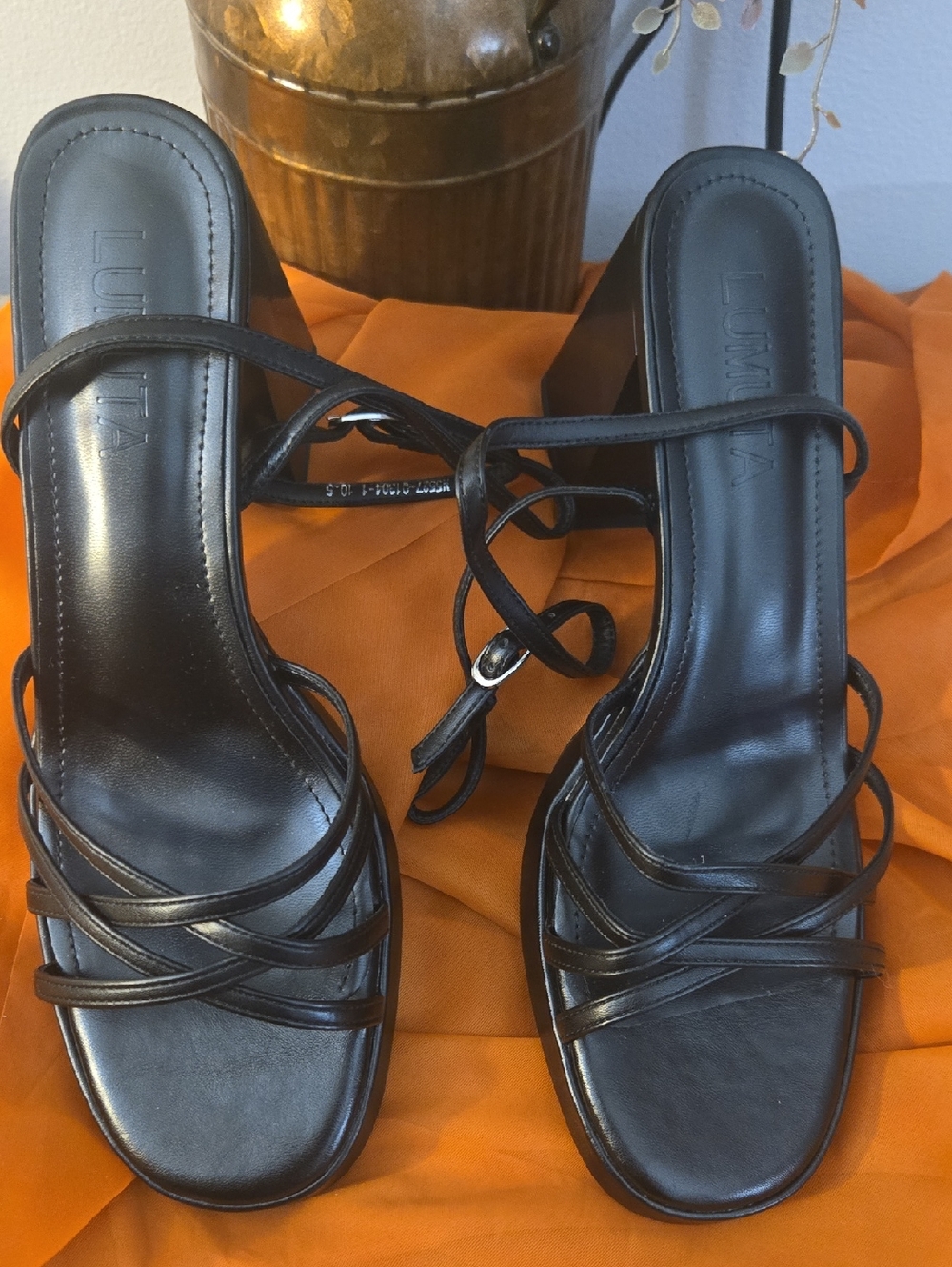 Lumuta Black Strappy Block Heel Sandals - Elegant Women's Summer Shoes